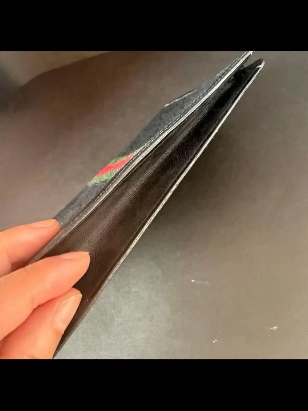 Gucci Black Canvas Clutch with Green and Red Web Stripe
